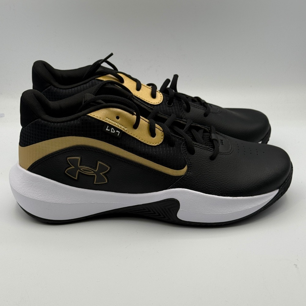 Under Armour UA Lockdown 7 Shoes Mens 10.5 Black Gold Basketball 3028512-001